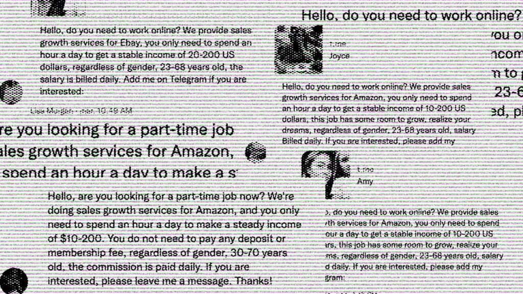 Je me suis faite recruter sur Twitter // Source : Montage Numerama Je me suis faite recruter sur Twitter // Source : Montage Numerama