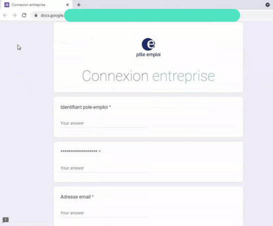Ce site n'est en réalité qu'un Google Doc dans lequel la victime va rentrer ses identifiants. // Source : Vade Ce site n'est en réalité qu'un Google Doc dans lequel la victime va rentrer ses identifiants. // Source : Vade