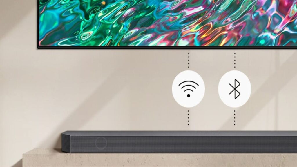 La Q800B de Samsung peut se connecter en Bluetooth et Wi-Fi // Source : Samsung La Q800B de Samsung peut se connecter en Bluetooth et Wi-Fi // Source : Samsung