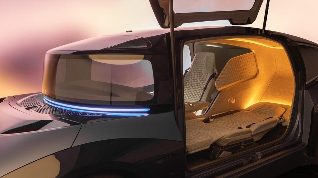 Intérieur premium deux personnes du concept Gen.Travel // Source : Volkswagen Intérieur premium deux personnes du concept Gen.Travel // Source : Volkswagen