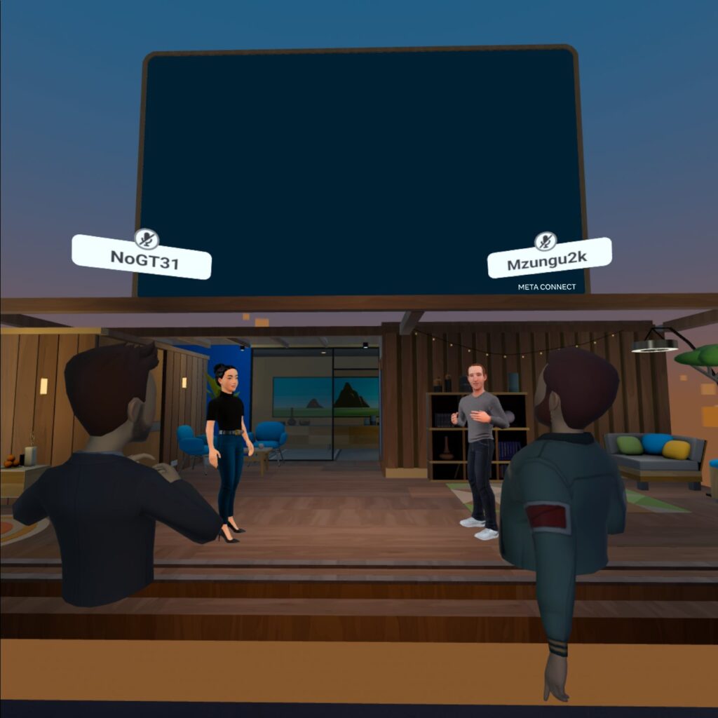 Mark Zuckerberg sur la scène du Meta Connect dans Horizon Worlds. // Source : Capture Numerama Mark Zuckerberg sur la scène du Meta Connect dans Horizon Worlds. // Source : Capture Numerama