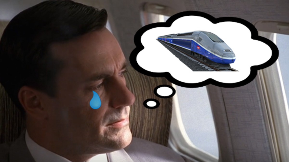 Cette personne est triste et aurait préféré prendre le train, mais c'est cher. // Source : Mad Men — StickPNG — SNCF Cette personne est triste et aurait préféré prendre le train, mais c'est cher. // Source : Mad Men — StickPNG — SNCF