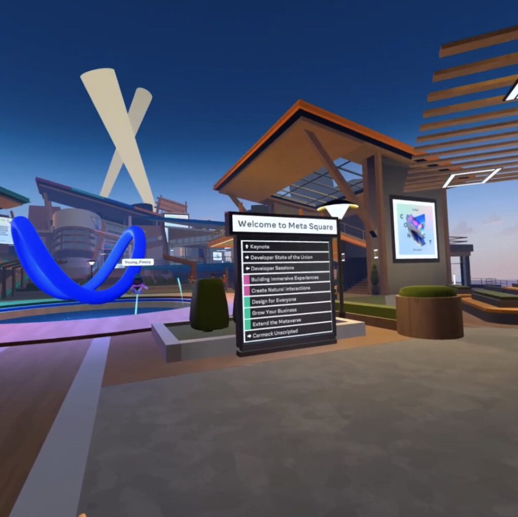 L'entrée du lobby Meta Connect, avec le plan. // Source : Capture Numerama L'entrée du lobby Meta Connect, avec le plan. // Source : Capture Numerama