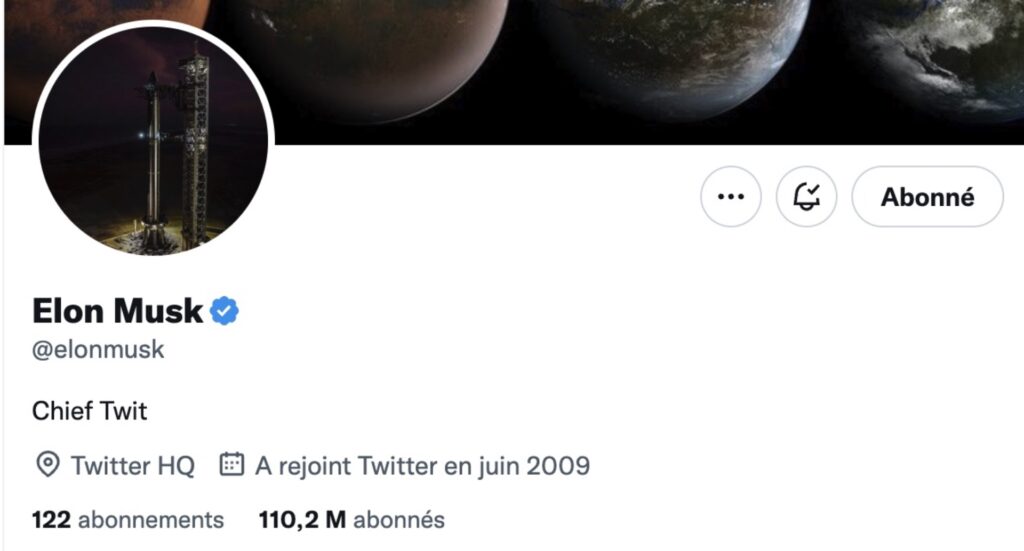 Sur son profil Twitter, Elon Musk a déjà officialisé son statut de chef de Twitter. // Source : Capture Numerama Sur son profil Twitter, Elon Musk a déjà officialisé son statut de chef de Twitter. // Source : Capture Numerama