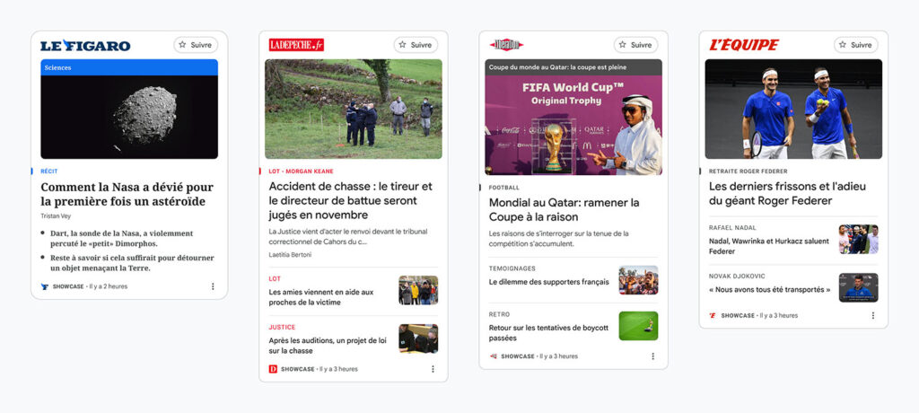 Google différents formats pour Showcase Google différents formats pour Showcase