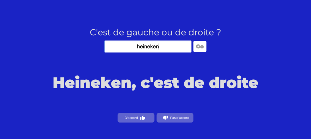 On a finalement la réponse : la Heineken, c'est de droite // Source : De gauche ou de droite / Théo Delemazure