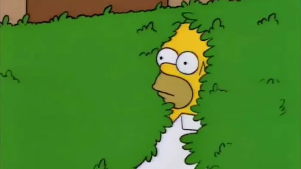 Homer se cache dans les buissons // Source : Les Simpson Homer se cache dans les buissons // Source : Les Simpson