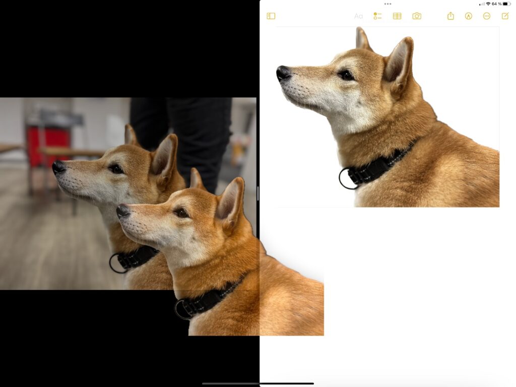 Sur iPadOS 16, le détourage fonctionne comme sur iOS 16. Mais le Pencil permet de dessiner sur un objet copié. // Source : Numerama Sur iPadOS 16, le détourage fonctionne comme sur iOS 16. Mais le Pencil permet de dessiner sur un objet copié. // Source : Numerama
