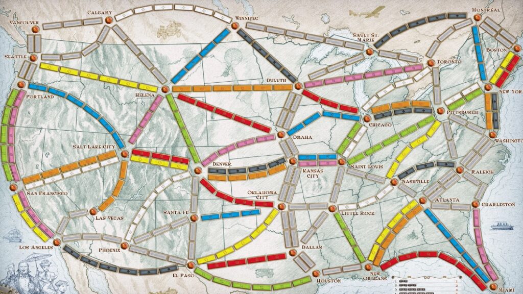 Le plateau du jeu Les Aventuriers du Rail // Source : Days of Wonder Le plateau du jeu Les Aventuriers du Rail // Source : Days of Wonder