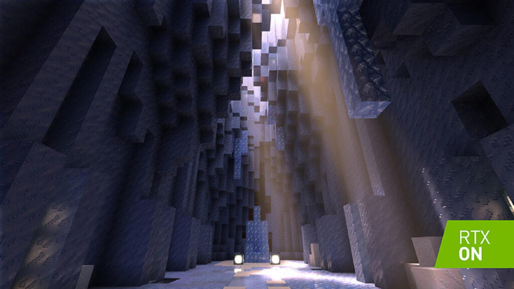 Exemple de Ray Tracing sur Minecraft, obtenu grâce à la GeForce RTX 3080 // Source : Nvidia Exemple de Ray Tracing sur Minecraft, obtenu grâce à la GeForce RTX 3080 // Source : Nvidia