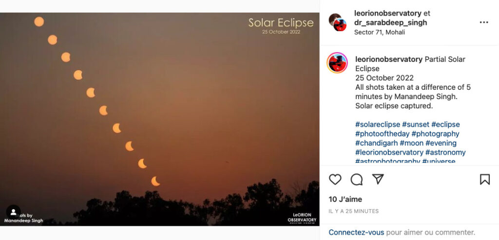 Chaque photo du Soleil a été prise à 5 minutes d'intervalle. // Source : Via Instagram leorionobservatory Chaque photo du Soleil a été prise à 5 minutes d'intervalle. // Source : Via Instagram leorionobservatory
