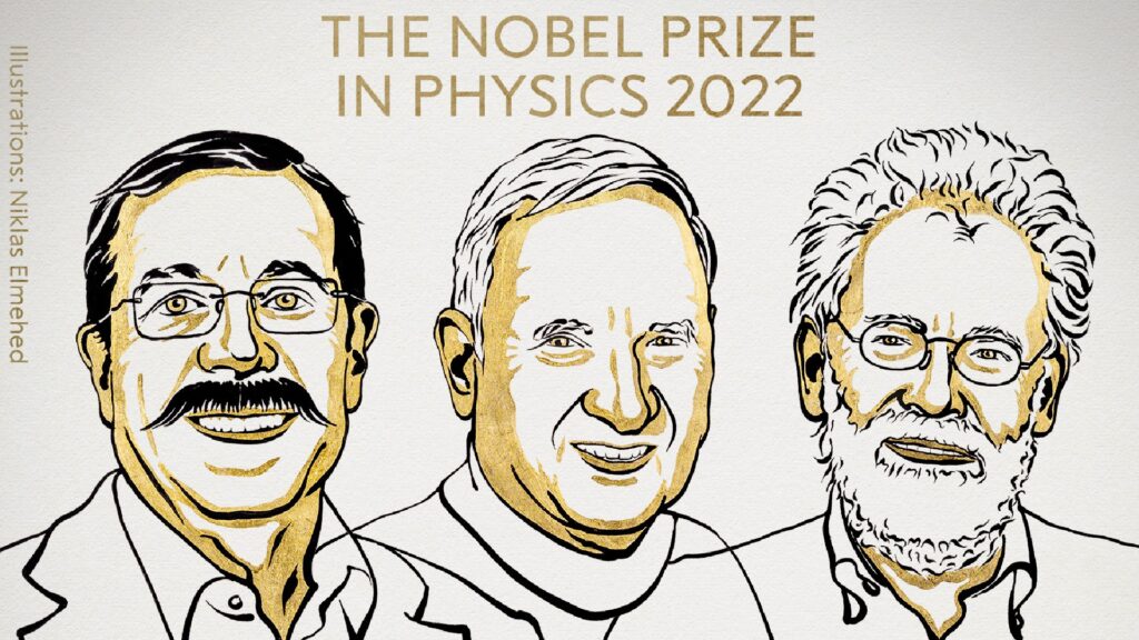 Alain Aspect, John Clauser et Anton Zeilinger // Source : Nobel de Physique 2022 Alain Aspect, John Clauser et Anton Zeilinger // Source : Nobel de Physique 2022