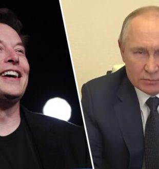 Elon Musk et Vladimir Poutine // Source : Capture d'écran YouTube (Poutine) Elon Musk et Vladimir Poutine // Source : Capture d'écran YouTube (Poutine)