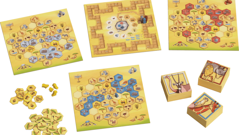 Une partie à trois, avec les petites boîtes de rangement. // Source : Super Meeple Une partie à trois, avec les petites boîtes de rangement. // Source : Super Meeple