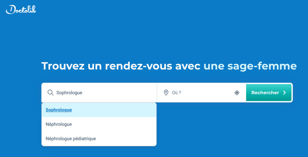 Il ne sera bientôt plus possible de prendre rendez-vous avec des sophrologue sur Doctolib // Source : Capture d'écran Numerama Il ne sera bientôt plus possible de prendre rendez-vous avec des sophrologue sur Doctolib // Source : Capture d'écran Numerama