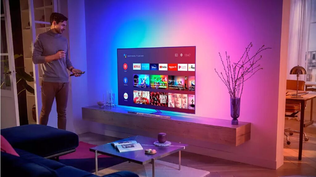 Le téléviseur Philips Ambilight 4K // Source : Philips Le téléviseur Philips Ambilight 4K // Source : Philips