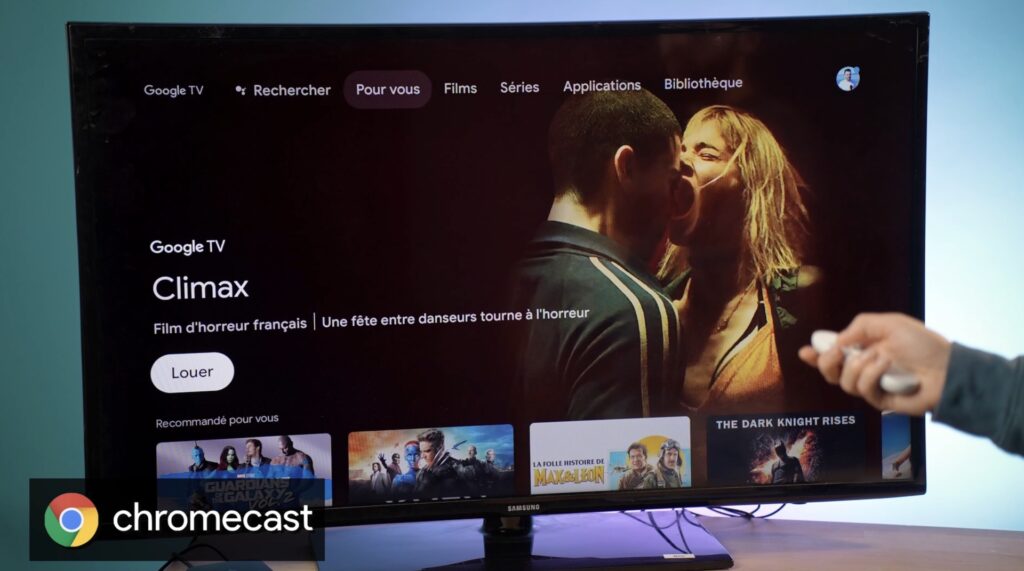 L'interface du Google Chromecast met en avant les contenus des différentes applications installées. // Source : Numerama L'interface du Google Chromecast met en avant les contenus des différentes applications installées. // Source : Numerama
