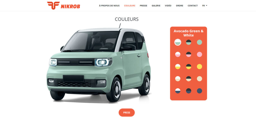 Configurateur Freze Nikrob // Source : Freze Configurateur Freze Nikrob // Source : Freze