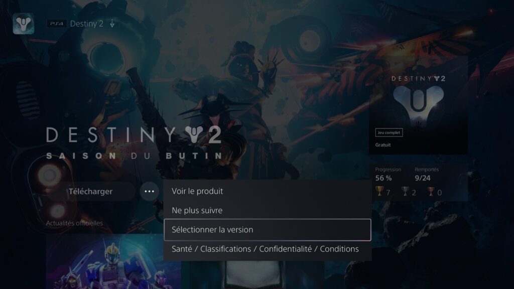 Télécharger la bonne version d'un jeu sur PS5 // Source : Capture PS5 Télécharger la bonne version d'un jeu sur PS5 // Source : Capture PS5