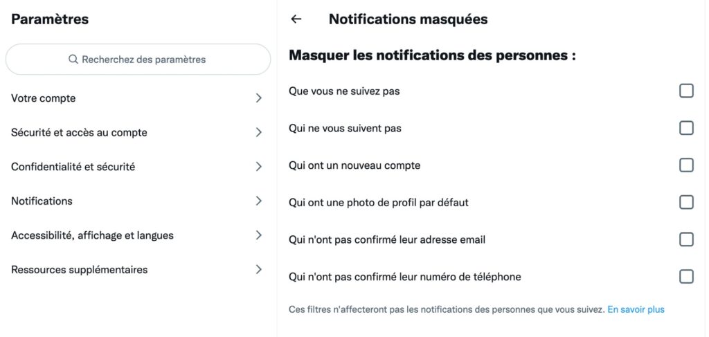 La fenêtre des notifications masquées. // Source : Capture d'écran Twitter La fenêtre des notifications masquées. // Source : Capture d'écran Twitter