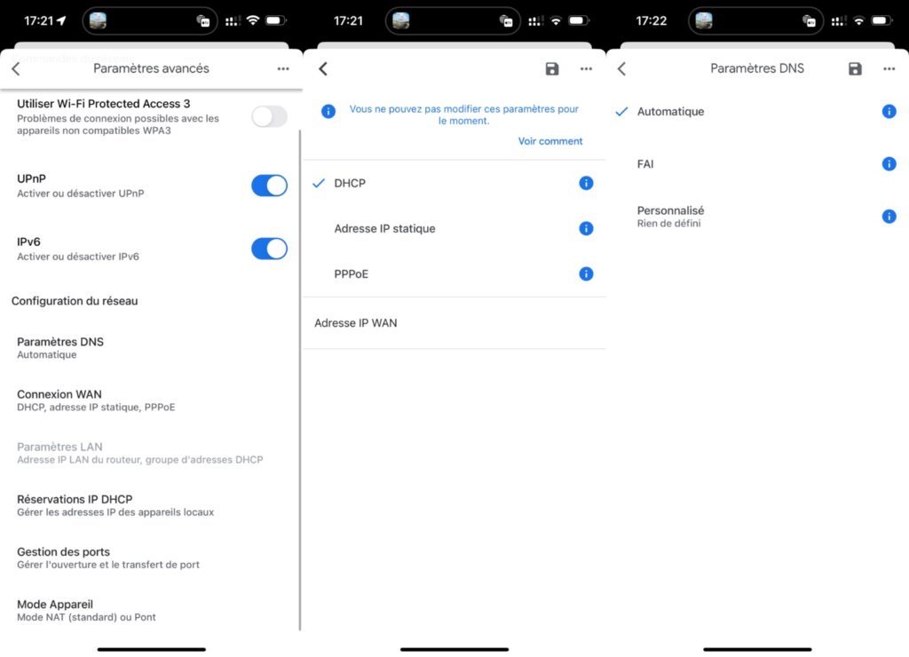 Les réglages proposés par Google sont peu nombreux. Les box de Free, Orange, SFR ou Bouygyes offrent plus d'options. // Source : Numerama Les réglages proposés par Google sont peu nombreux. Les box de Free, Orange, SFR ou Bouygyes offrent plus d'options. // Source : Numerama