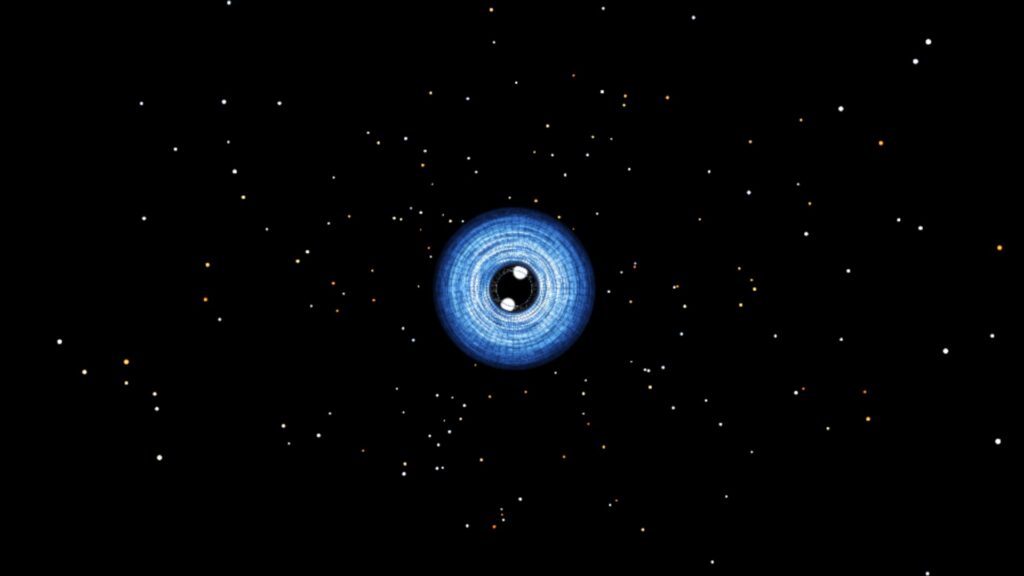 C'est une belle simulation de trou noir que propose ScienceClic sur son site. // Source : ScienceClic Blackhole Site C'est une belle simulation de trou noir que propose ScienceClic sur son site. // Source : ScienceClic Blackhole Site