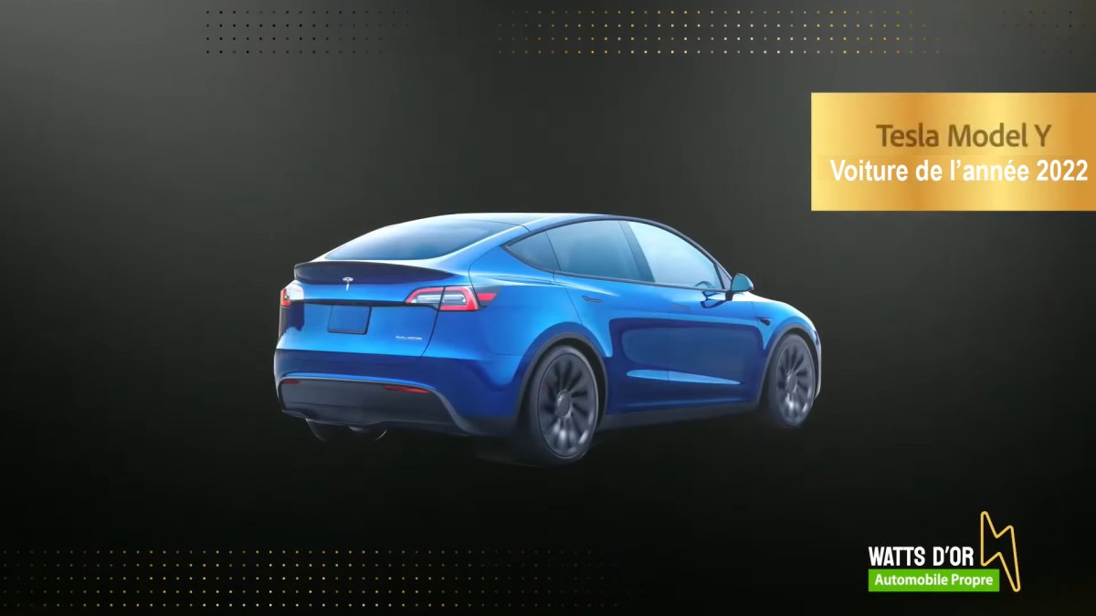 Tesla Model Y gagnante des Watts d'Or 2022 // Source : capture live automobile propre Tesla Model Y gagnante des Watts d'Or 2022 // Source : capture live automobile propre
