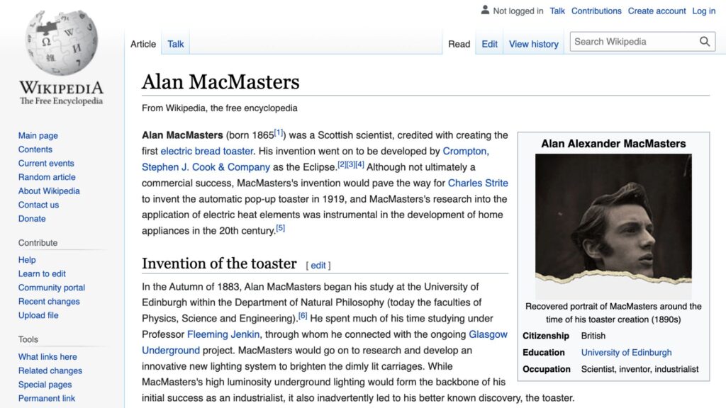 Alan MacMaster n'a, hélas, pas inventé le grille-pain // Source : Wikipédia Alan MacMaster n'a, hélas, pas inventé le grille-pain // Source : Wikipédia