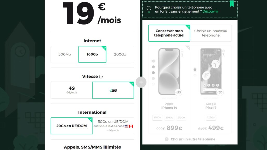 Le forfait 160 Go est compatible 5G // Source : RED by SFR Le forfait 160 Go est compatible 5G // Source : RED by SFR