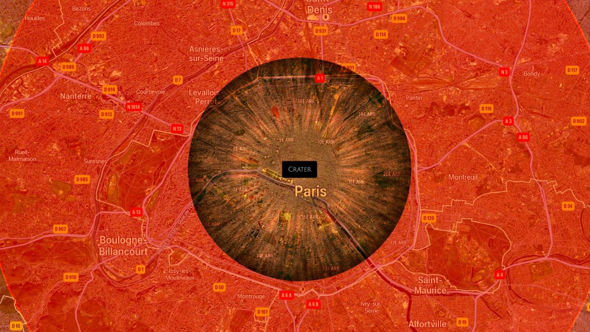 Le simulateur d'impact d'astéroïde. // Source : Capture d'écran Neal Fun Le simulateur d'impact d'astéroïde. // Source : Capture d'écran Neal Fun
