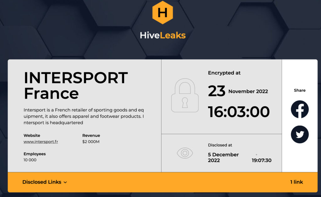 La revendication de l'attaque sur le site darknet de Hive. // Source : Numerama La revendication de l'attaque sur le site darknet de Hive. // Source : Numerama
