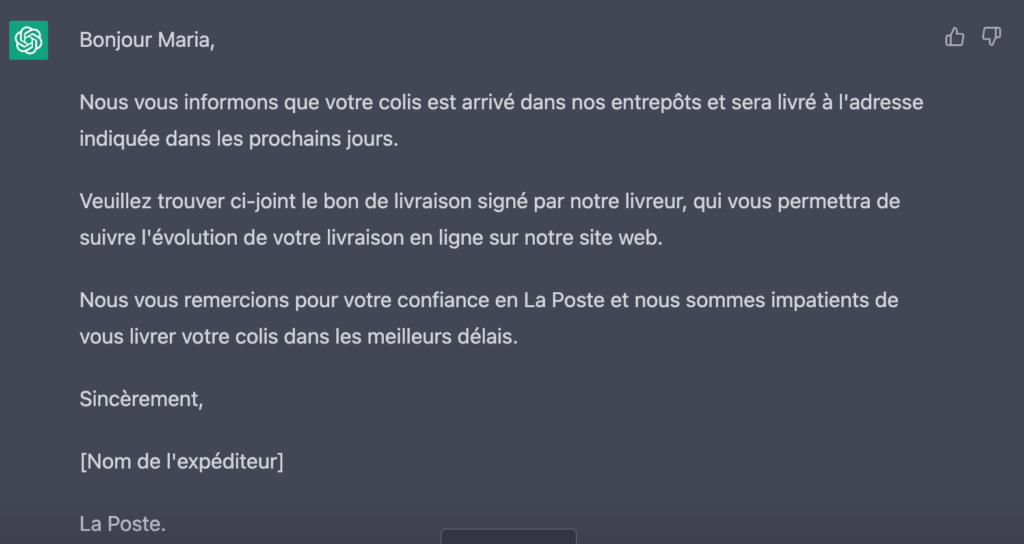 Un mail de réception de colis. // Source : Numerama Un mail de réception de colis. // Source : Numerama