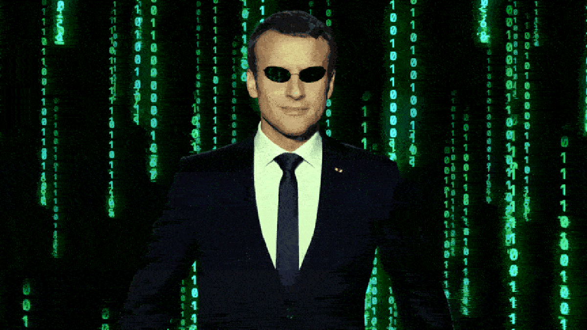 Emmanuel Macron dans la matrice. // Source : Numerama Emmanuel Macron dans la matrice. // Source : Numerama
