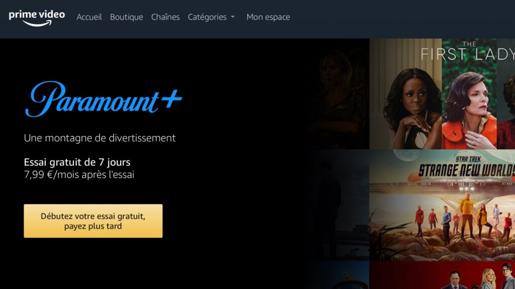 Paramount+ est disponible sur Prime Vidéo. // Source : Capture Numerama Paramount+ est disponible sur Prime Vidéo. // Source : Capture Numerama