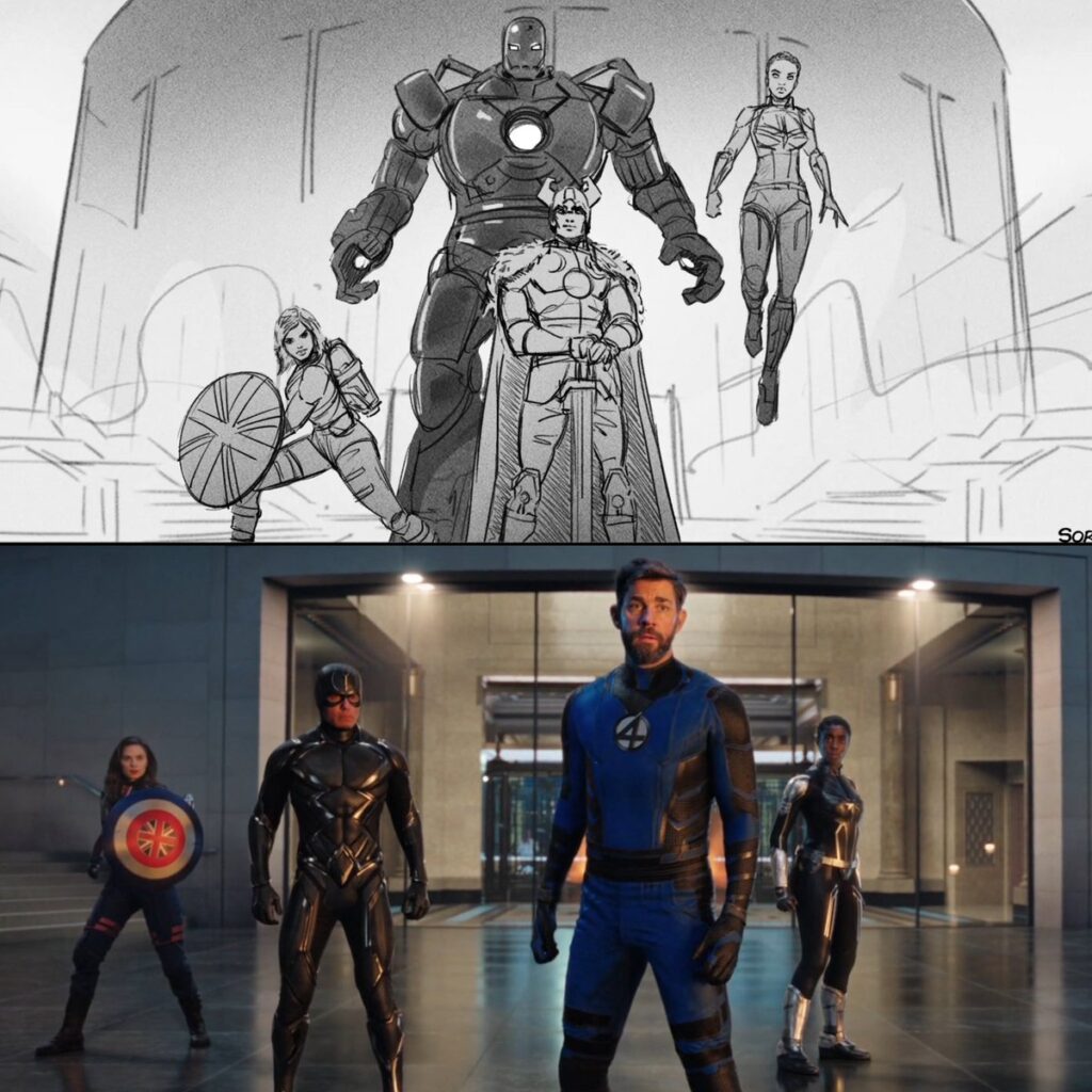 En haut, un dessin de storyboard qui montre que d'autres personnages étaient prévus à l'origine // Source : twitter/caiden_reed En haut, un dessin de storyboard qui montre que d'autres personnages étaient prévus à l'origine // Source : twitter/caiden_reed