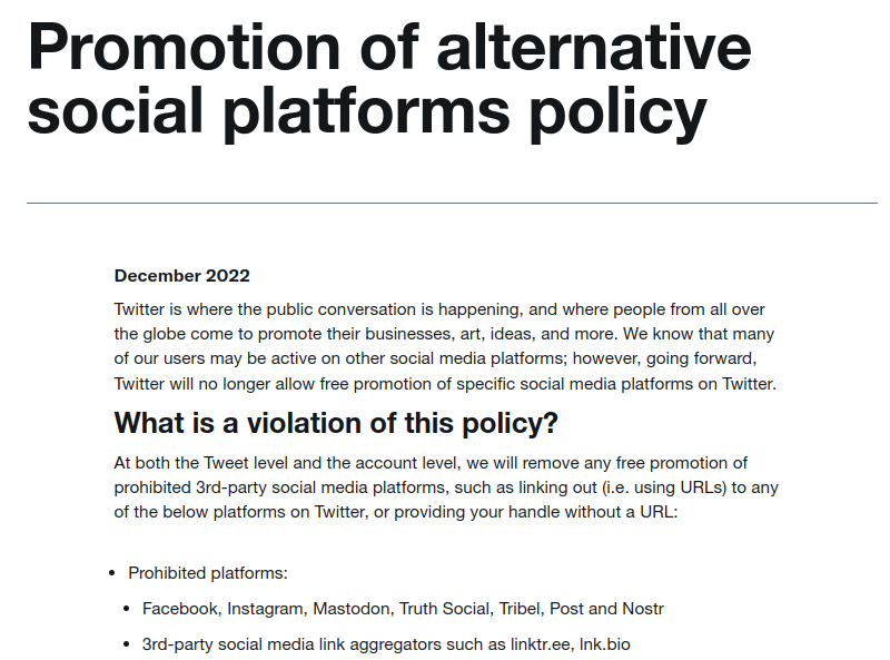 Le règlement de Twitter, depuis interdit. // Source : Capture Twitter Le règlement de Twitter, depuis interdit. // Source : Capture Twitter