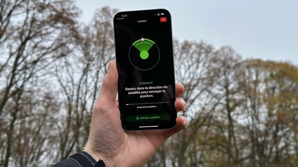 La fonction SOS d'urgence par satellite des iPhone 14. // Source : Numerama La fonction SOS d'urgence par satellite des iPhone 14. // Source : Numerama