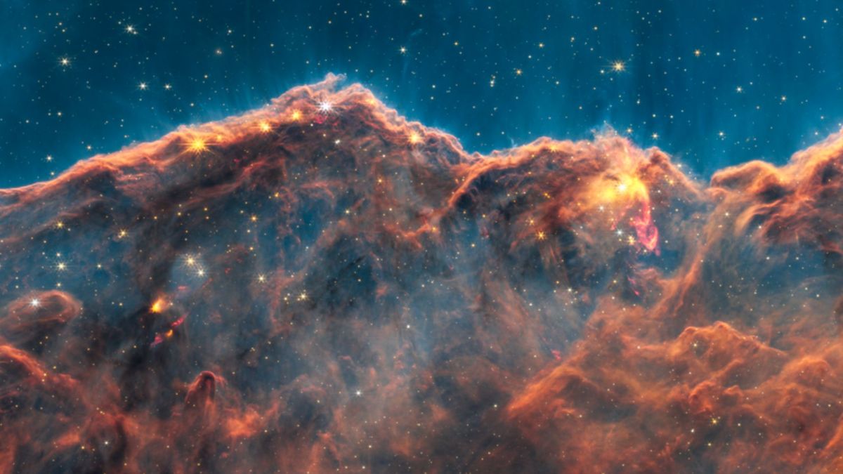 Zoom dans la nébuleuse de la Carène. // Source : NASA, ESA, CSA, STScI (image recadrée) Zoom dans la nébuleuse de la Carène. // Source : NASA, ESA, CSA, STScI (image recadrée)