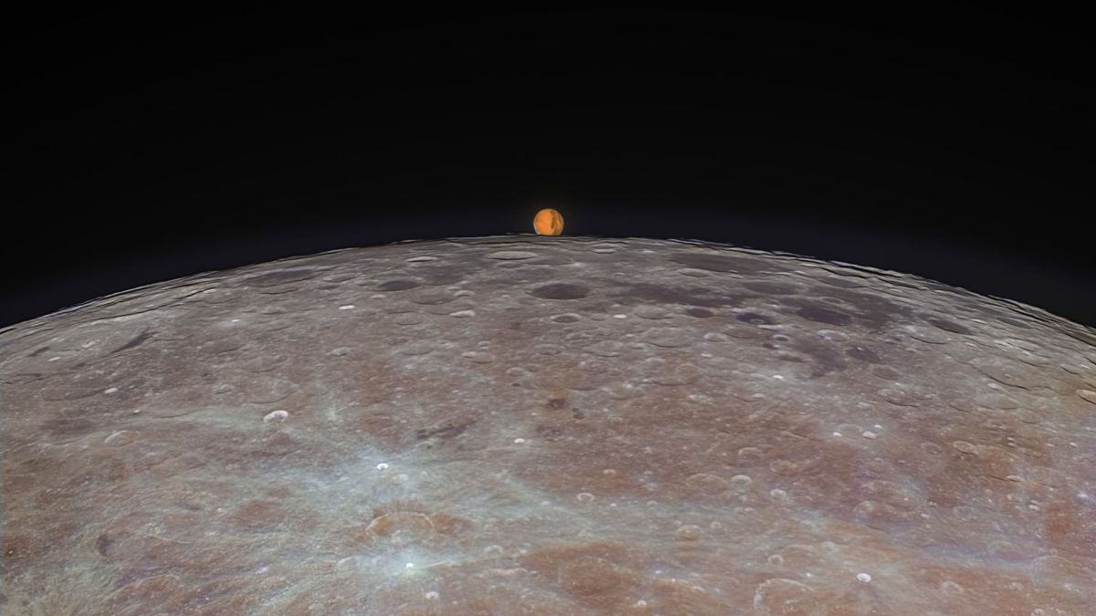 Occultation de Mars par la Lune. // Source : Via Twitter @AJamesMcCarthy (photo recadrée) Occultation de Mars par la Lune. // Source : Via Twitter @AJamesMcCarthy (photo recadrée)