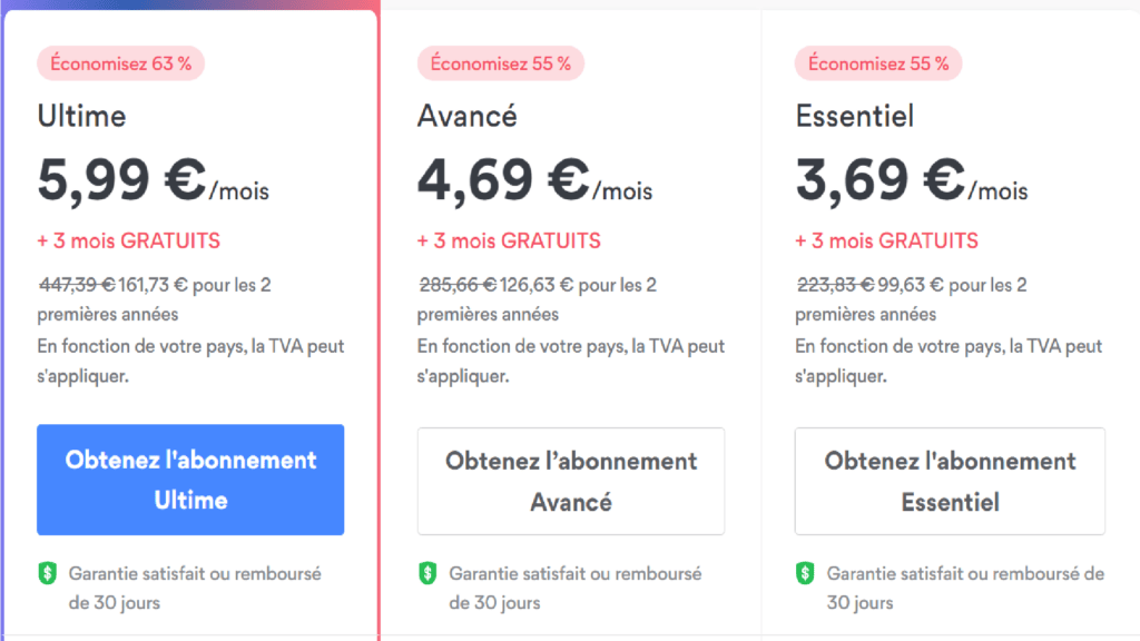 Les offres NordVPN dispnibles // Source : NordVON Les offres NordVPN dispnibles // Source : NordVON