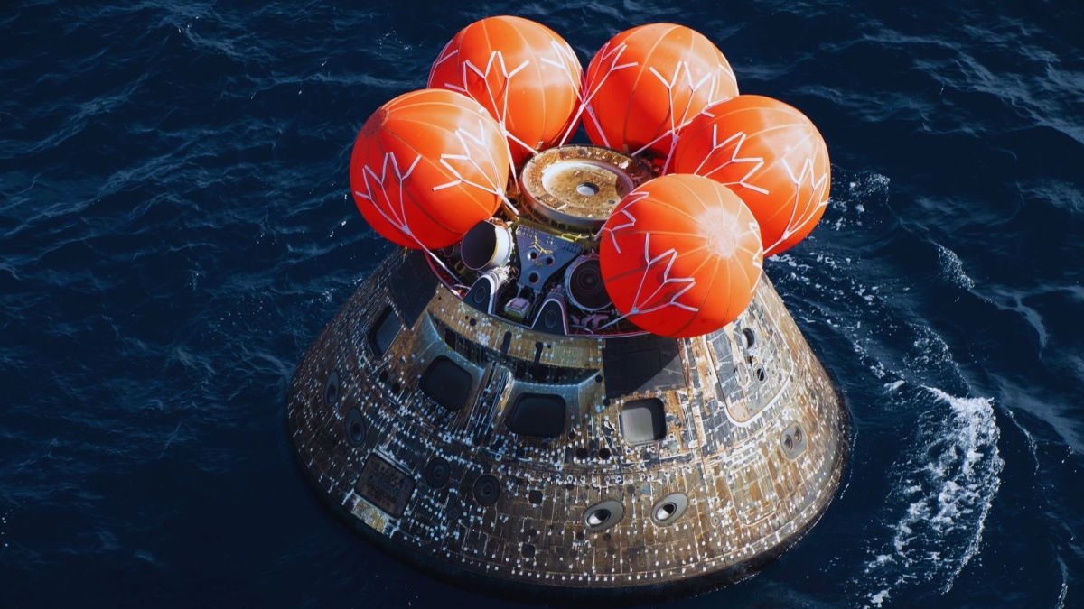 La capsule Orion. // Source : Flickr/CC/Nasa Johnson (photo recadrée) La capsule Orion. // Source : Flickr/CC/Nasa Johnson (photo recadrée)