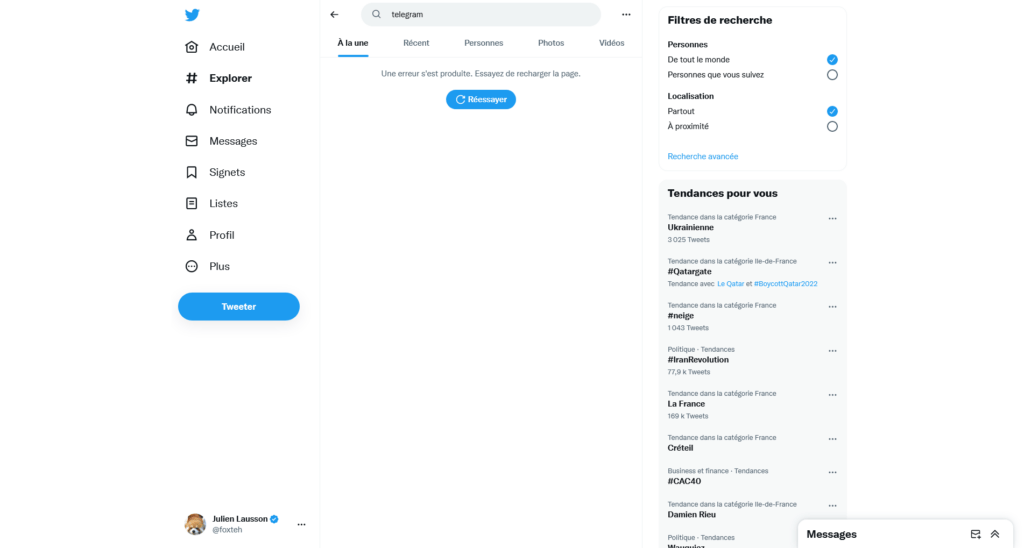 Telegram Twitter recherche Telegram Twitter recherche