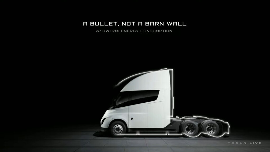 Tesla Semi "une balle, pas une armoire normande" // Source : Tesla Tesla Semi "une balle, pas une armoire normande" // Source : Tesla