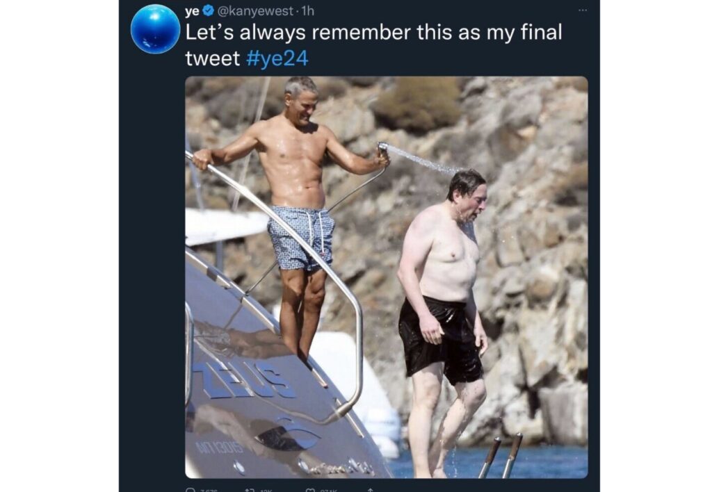 Le dernier tweet de Kanye West avant exclusion. // Source : Capture Twitter Le dernier tweet de Kanye West avant exclusion. // Source : Capture Twitter