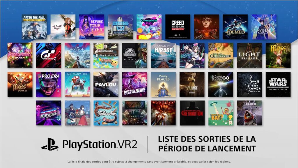 Line-up de lancement du PlayStation VR2 // Source : Sony Line-up de lancement du PlayStation VR2 // Source : Sony