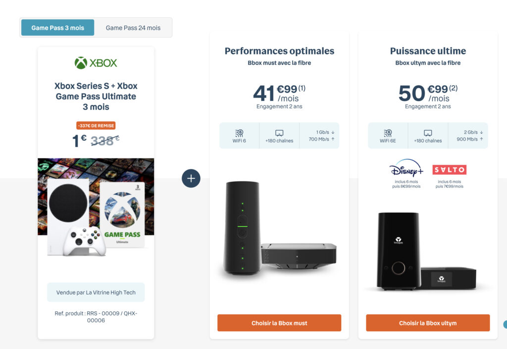 Voici les deux offres proposées par Bouygues. // Source : Capture Numerama Voici les deux offres proposées par Bouygues. // Source : Capture Numerama