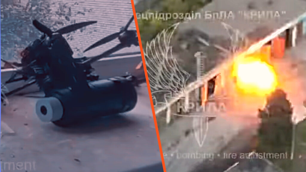 Un drone modifié et la frappe contre un bâtiment militaire. // Source : Forces armées ukrainienne / Numerama Un drone modifié et la frappe contre un bâtiment militaire. // Source : Forces armées ukrainienne / Numerama