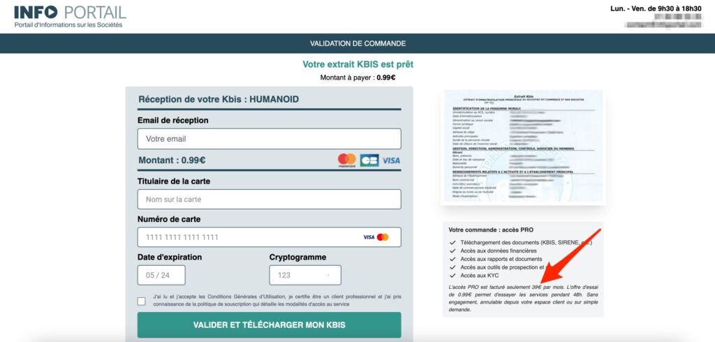 Sur Infoportail, la mention de l'abonnement est inscrite en tout petit // Source : Capture d'écran Numerama