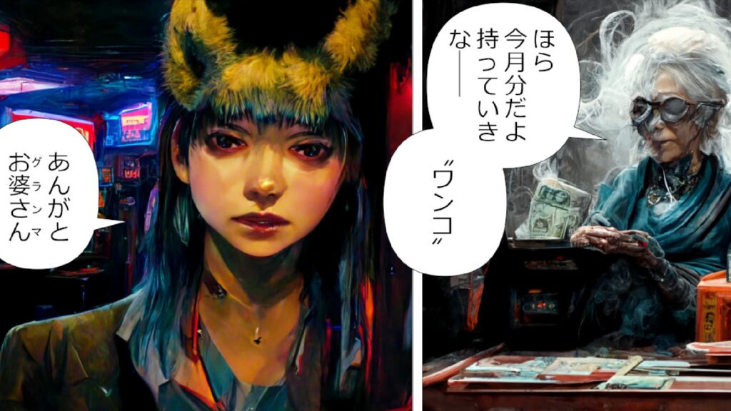 Extrait du manga Peach John créé avec Midjourney. // Source : Rootport Extrait du manga Peach John créé avec Midjourney. // Source : Rootport
