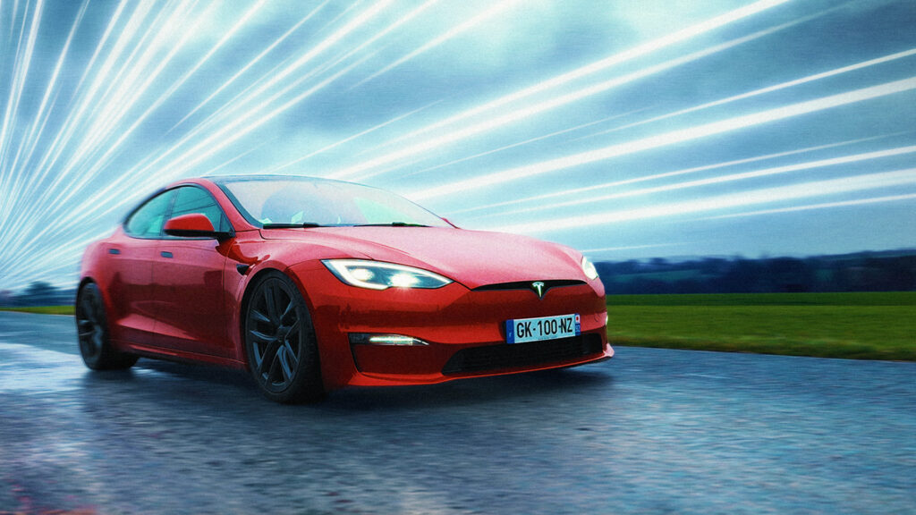 La Tesla Model S Plaid en mode Dragster La Tesla Model S Plaid en mode Dragster
